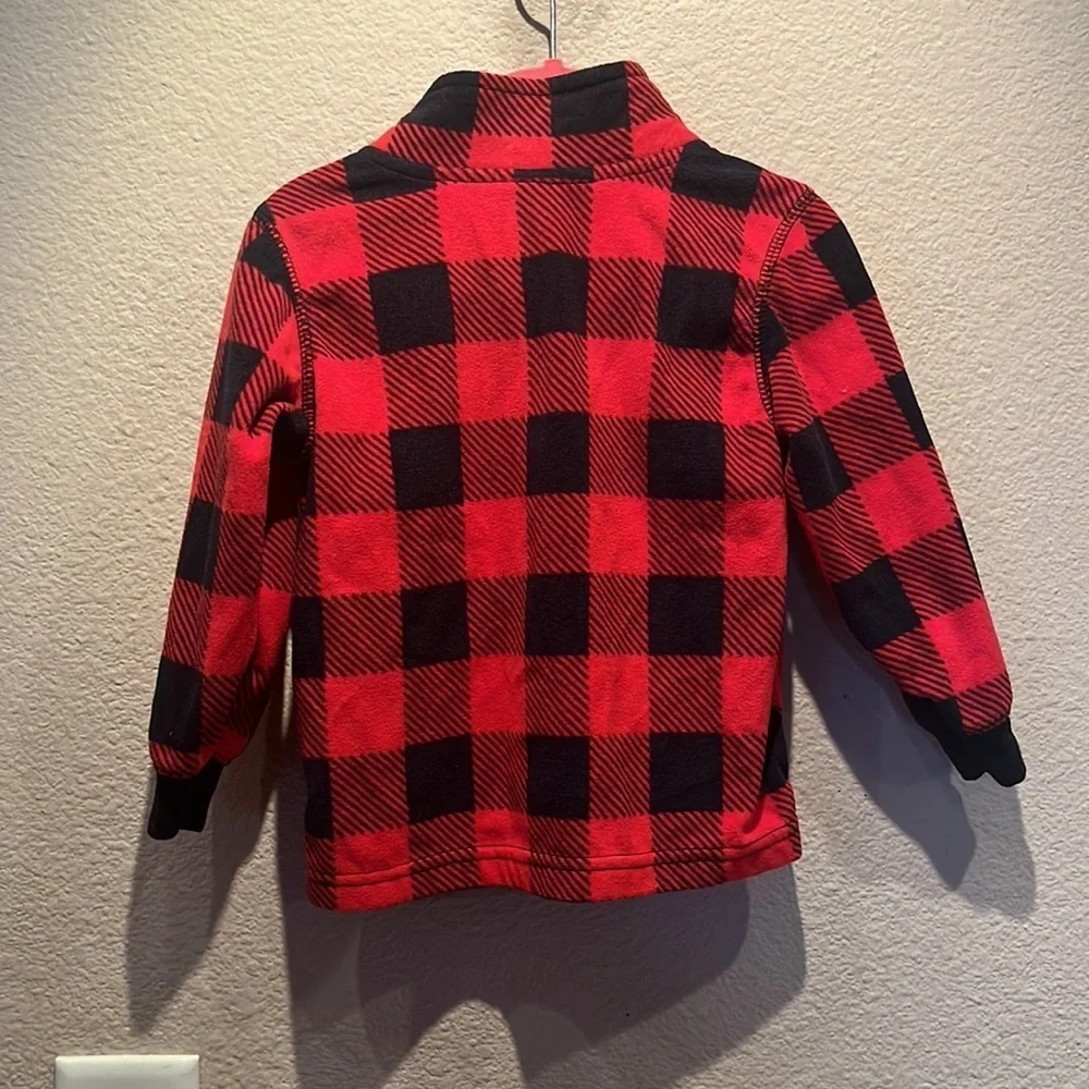Carter’s Buffalo Plaid Red Black Buffalo Check Fleece Pullover Shirt 24 Months